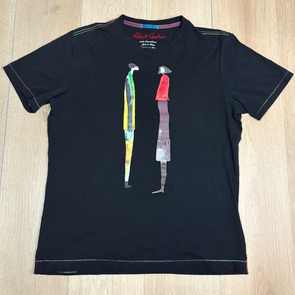 Robert Graham Other - Robert Graham "People Talking" Mens Graphic T-Shirt Black Short Sleeve Medium